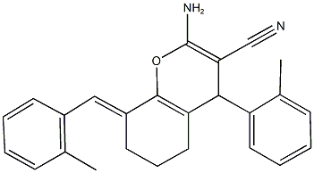 2-amino-8-(2-methylbenzylidene)-4-(2-methylphenyl)-5,6,7,8-tetrahydro-4H-chromene-3-carbonitrile Structure