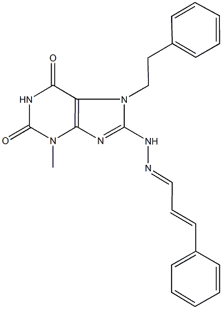 3-phenylacrylaldehyde [3-methyl-2,6-dioxo-7-(2-phenylethyl)-2,3,6,7-tetrahydro-1H-purin-8-yl]hydrazone 구조식 이미지