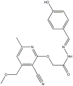 2-{[3-cyano-4-(methoxymethyl)-6-methyl-2-pyridinyl]oxy}-N'-(4-hydroxybenzylidene)acetohydrazide Structure