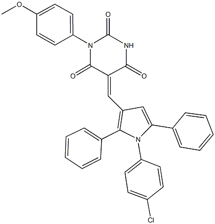 5-{[1-(4-chlorophenyl)-2,5-diphenyl-1H-pyrrol-3-yl]methylene}-1-(4-methoxyphenyl)-2,4,6(1H,3H,5H)-pyrimidinetrione Structure