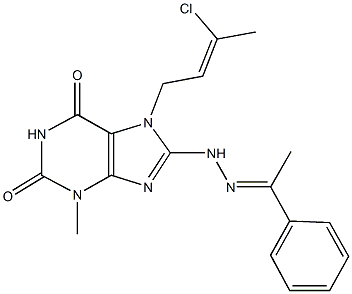 7-(3-chloro-2-butenyl)-3-methyl-8-[2-(1-phenylethylidene)hydrazino]-3,7-dihydro-1H-purine-2,6-dione Structure