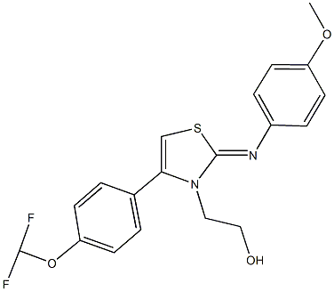 2-(4-[4-(difluoromethoxy)phenyl]-2-[(4-methoxyphenyl)imino]-1,3-thiazol-3(2H)-yl)ethanol Structure