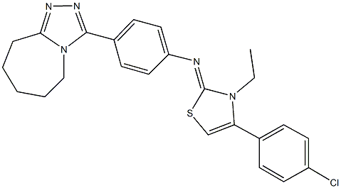 N-(4-(4-chlorophenyl)-3-ethyl-1,3-thiazol-2(3H)-ylidene)-N-[4-(6,7,8,9-tetrahydro-5H-[1,2,4]triazolo[4,3-a]azepin-3-yl)phenyl]amine 구조식 이미지