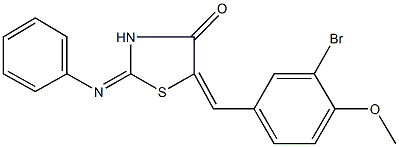 5-(3-bromo-4-methoxybenzylidene)-2-(phenylimino)-1,3-thiazolidin-4-one Structure