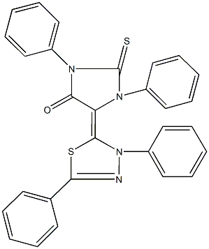 5-(3,5-diphenyl-1,3,4-thiadiazol-2(3H)-ylidene)-1,3-diphenyl-2-thioxo-4-imidazolidinone 구조식 이미지