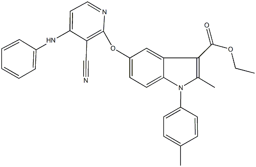 ethyl 5-[(4-anilino-3-cyano-2-pyridinyl)oxy]-2-methyl-1-(4-methylphenyl)-1H-indole-3-carboxylate 구조식 이미지