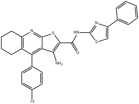 3-amino-4-(4-chlorophenyl)-N-(4-phenyl-1,3-thiazol-2-yl)-5,6,7,8-tetrahydrothieno[2,3-b]quinoline-2-carboxamide Structure
