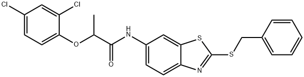 N-[2-(benzylsulfanyl)-1,3-benzothiazol-6-yl]-2-(2,4-dichlorophenoxy)propanamide 구조식 이미지