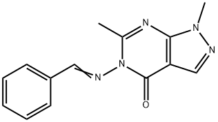 5-(benzylideneamino)-1,6-dimethyl-1,5-dihydro-4H-pyrazolo[3,4-d]pyrimidin-4-one 구조식 이미지