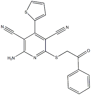 2-amino-6-[(2-oxo-2-phenylethyl)sulfanyl]-4-(2-thienyl)-3,5-pyridinedicarbonitrile 구조식 이미지