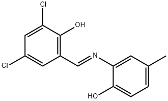 2,4-dichloro-6-{[(2-hydroxy-5-methylphenyl)imino]methyl}phenol 구조식 이미지