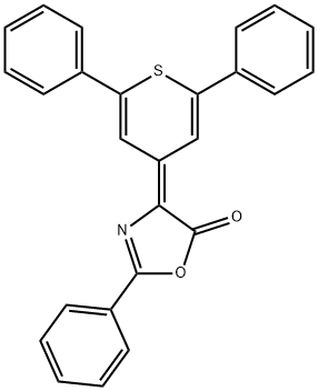 4-(2,6-diphenyl-4H-thiopyran-4-ylidene)-2-phenyl-1,3-oxazol-5(4H)-one 구조식 이미지