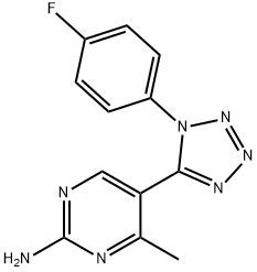 5-[1-(4-fluorophenyl)-1H-tetraazol-5-yl]-4-methyl-2-pyrimidinylamine 구조식 이미지