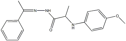 2-(4-methoxyanilino)-N'-(1-phenylethylidene)propanohydrazide 구조식 이미지