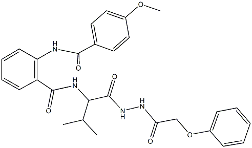 2-[(4-methoxybenzoyl)amino]-N-(2-methyl-1-{[2-(phenoxyacetyl)hydrazino]carbonyl}propyl)benzamide 구조식 이미지