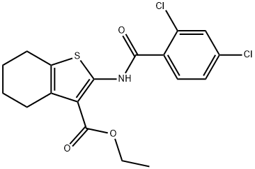 ethyl 2-[(2,4-dichlorobenzoyl)amino]-4,5,6,7-tetrahydro-1-benzothiophene-3-carboxylate 구조식 이미지