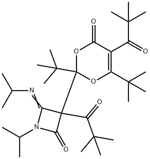 3-[2,6-ditert-butyl-5-(2,2-dimethylpropanoyl)-4-oxo-4H-1,3-dioxin-2-yl]-3-(2,2-dimethylpropanoyl)-1-isopropyl-4-(isopropylimino)-2-azetidinone 구조식 이미지