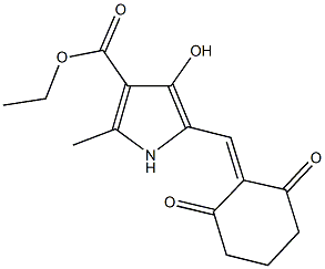 ethyl 5-[(2,6-dioxocyclohexylidene)methyl]-4-hydroxy-2-methyl-1H-pyrrole-3-carboxylate 구조식 이미지