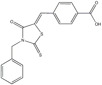 4-[(3-benzyl-4-oxo-2-thioxo-1,3-thiazolidin-5-ylidene)methyl]benzoic acid 구조식 이미지