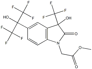 methyl [3-hydroxy-2-oxo-5-[2,2,2-trifluoro-1-hydroxy-1-(trifluoromethyl)ethyl]-3-(trifluoromethyl)-2,3-dihydro-1H-indol-1-yl]acetate Structure