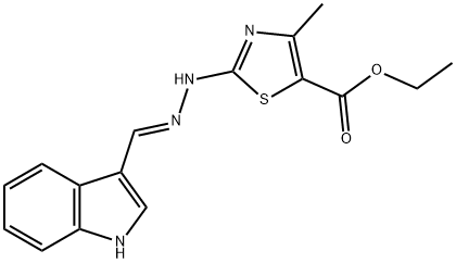 ethyl 2-[2-(1H-indol-3-ylmethylene)hydrazino]-4-methyl-1,3-thiazole-5-carboxylate 구조식 이미지