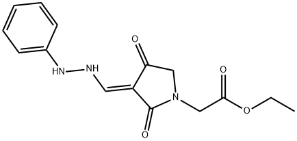 ethyl {2,4-dioxo-3-[(2-phenylhydrazino)methylene]-1-pyrrolidinyl}acetate 구조식 이미지