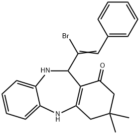 11-(1-bromo-2-phenylvinyl)-3,3-dimethyl-2,3,4,5,10,11-hexahydro-1H-dibenzo[b,e][1,4]diazepin-1-one Structure