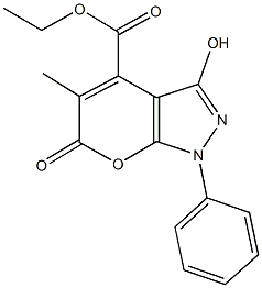 ethyl 3-hydroxy-5-methyl-6-oxo-1-phenyl-1,6-dihydropyrano[2,3-c]pyrazole-4-carboxylate Structure