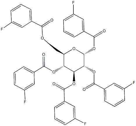 1,2,3,4,6-pentakis-O-(3-fluorobenzoyl)hexopyranose 구조식 이미지