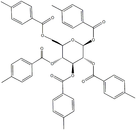 1,2,3,4,6-pentakis-O-(4-methylbenzoyl)hexopyranose Structure