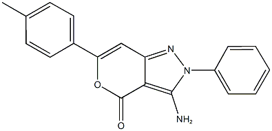 3-amino-6-(4-methylphenyl)-2-phenylpyrano[4,3-c]pyrazol-4(2H)-one 구조식 이미지