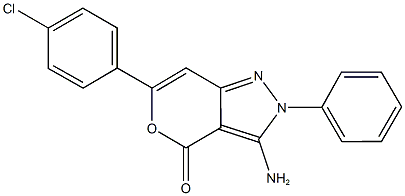 3-amino-6-(4-chlorophenyl)-2-phenylpyrano[4,3-c]pyrazol-4(2H)-one 구조식 이미지