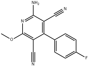2-amino-4-(4-fluorophenyl)-6-methoxy-3,5-pyridinedicarbonitrile 구조식 이미지
