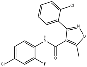 N-(4-chloro-2-fluorophenyl)-3-(2-chlorophenyl)-5-methyl-4-isoxazolecarboxamide 구조식 이미지