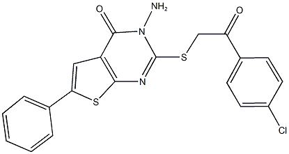 3-amino-2-{[2-(4-chlorophenyl)-2-oxoethyl]sulfanyl}-6-phenylthieno[2,3-d]pyrimidin-4(3H)-one 구조식 이미지