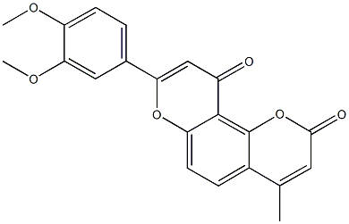 8-(3,4-dimethoxyphenyl)-4-methyl-2H,10H-pyrano[2,3-f]chromene-2,10-dione 구조식 이미지