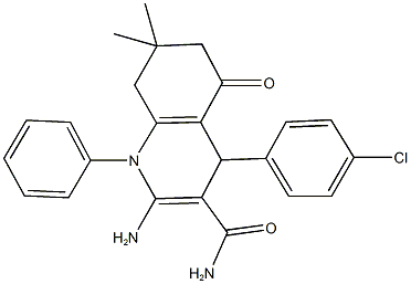 2-amino-4-(4-chlorophenyl)-7,7-dimethyl-5-oxo-1-phenyl-1,4,5,6,7,8-hexahydro-3-quinolinecarboxamide 구조식 이미지