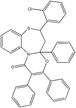 6-(2-chlorophenyl)-2,3,4a-triphenyl-5,6-dihydro-1H,4aH-[1,3]oxazino[2,3-d][1,5]benzothiazepin-1-one 구조식 이미지