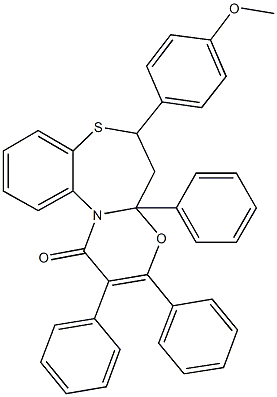 6-(4-methoxyphenyl)-2,3,4a-triphenyl-5,6-dihydro-1H,4aH-[1,3]oxazino[2,3-d][1,5]benzothiazepin-1-one 구조식 이미지