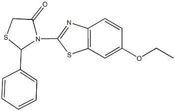 3-(6-ethoxy-1,3-benzothiazol-2-yl)-2-phenyl-1,3-thiazolidin-4-one 구조식 이미지