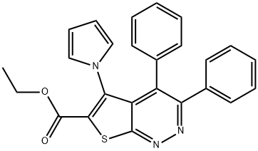 ethyl 3,4-diphenyl-5-(1H-pyrrol-1-yl)thieno[2,3-c]pyridazine-6-carboxylate 구조식 이미지