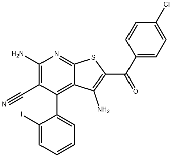 3,6-diamino-2-(4-chlorobenzoyl)-4-(2-iodophenyl)thieno[2,3-b]pyridine-5-carbonitrile 구조식 이미지