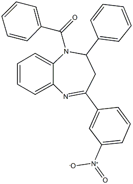 1-benzoyl-4-{3-nitrophenyl}-2-phenyl-2,3-dihydro-1H-1,5-benzodiazepine Structure