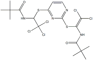 N-(2,2-dichloro-1-{[4-({2,2,2-trichloro-1-[(2,2-dimethylpropanoyl)amino]ethyl}sulfanyl)-2-pyrimidinyl]sulfanyl}vinyl)-2,2-dimethylpropanamide Structure