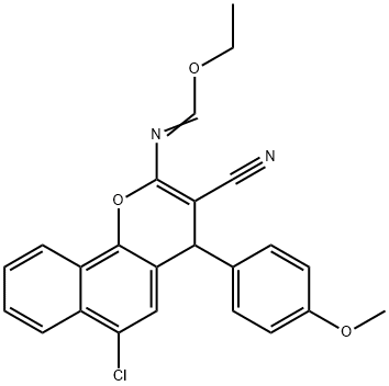 ethyl 6-chloro-3-cyano-4-(4-methoxyphenyl)-4H-benzo[h]chromen-2-yliminoformate Structure