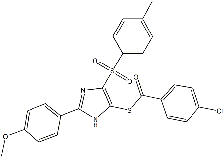 S-{2-(4-methoxyphenyl)-4-[(4-methylphenyl)sulfonyl]-1H-imidazol-5-yl} 4-chlorobenzenecarbothioate Structure