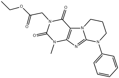 ethyl (1-methyl-2,4-dioxo-9-phenyl-1,4,6,7,8,9-hexahydropyrimido[2,1-f]purin-3(2H)-yl)acetate Structure