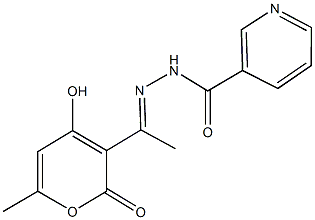 N'-[1-(4-hydroxy-6-methyl-2-oxo-2H-pyran-3-yl)ethylidene]nicotinohydrazide 구조식 이미지