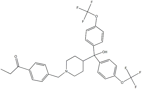 1-(4-{[4-(hydroxy{bis[4-(trifluoromethoxy)phenyl]}methyl)-1-piperidinyl]methyl}phenyl)-1-propanone Structure