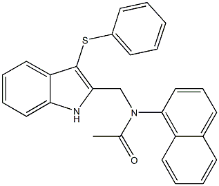 N-(1-naphthyl)-N-{[3-(phenylsulfanyl)-1H-indol-2-yl]methyl}acetamide 구조식 이미지